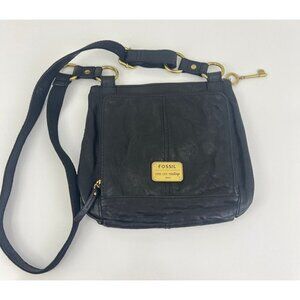 Fossil Long Live Vintage Crossbody Handbag Black Leather Organizer